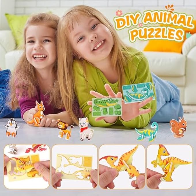 3D ANIMAL PUZZLES FOR KIDS,EDUCATIONAL JUNGLE, DINOSAUR & FARM ANIMAL PUZZLE SET  PRESCHOOL & ELEMENTARY LEARNING TOYS  CLASSROOM PRIZES, PARTY FAVORS, BIRTHDAY GIFTS 30-PACK - Image 3
